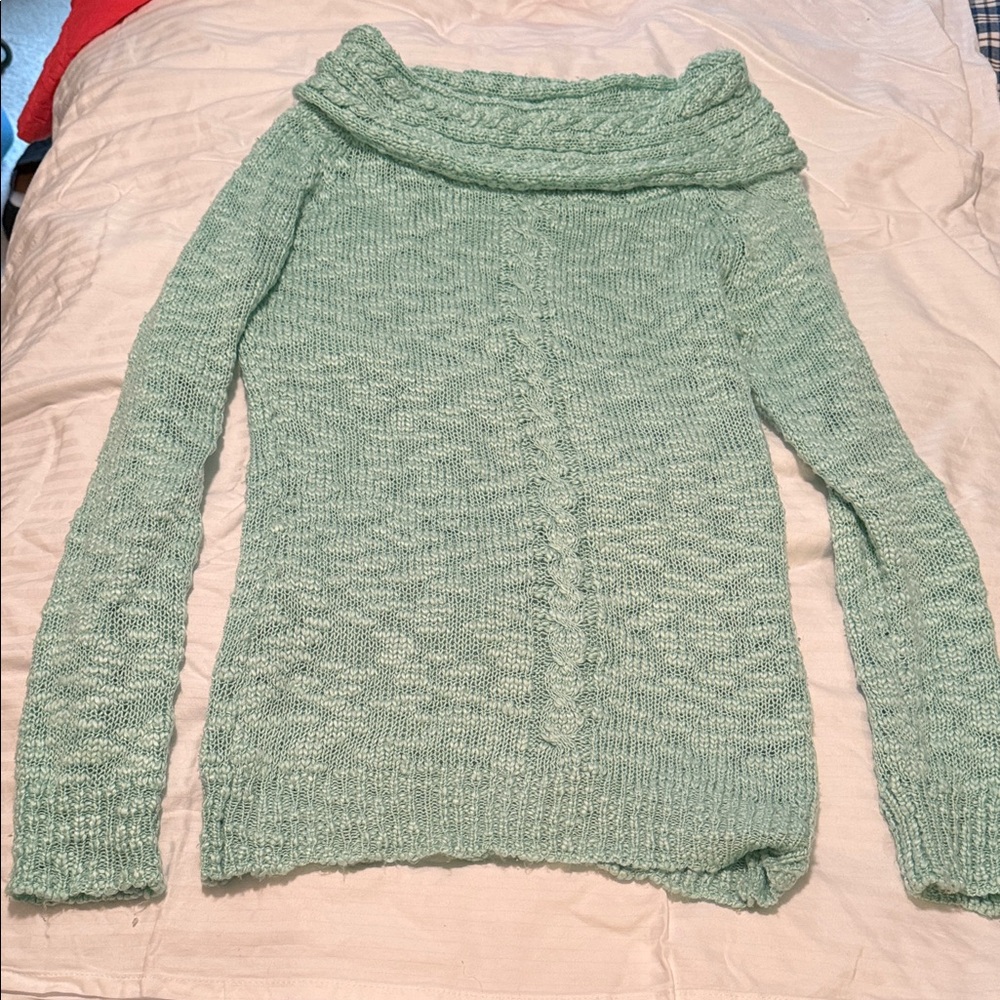 Guess Light Green Cowl Neck Sweater
